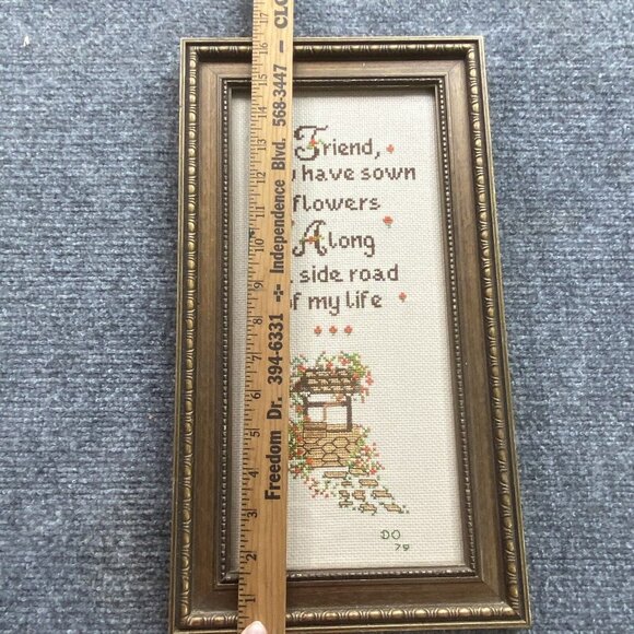 VTG Cross Stitch Sampler Friend You‎ Have Sown Flowers Along The Side Roads 1979 - Picture 5 of 8